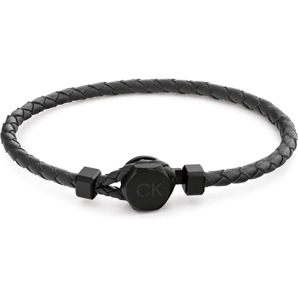 Pulsera de cuero trenzado para hombre de Calvin Klein con cierre hexagonal, estilo audaz y moderno, ideal para diversas ocasiones