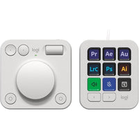 Logitech MX Creative Console con 9 teclas LCD personalizables y dial de control para Adobe y Spotify, gris pálido