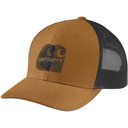 Gorra Carhartt de lona con malla y logotipo bordado para hombre, cómoda y fresca, con cierre ajustable