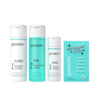 Kit completo de 90 días para cuidado del acné en 3 pasos de Proactiv con parches para espinillas y tratamiento reparador
