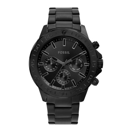 Reloj multifunción Bannon de acero inoxidable negro de Fossil, con diseño moderno y cierre plegable seguro