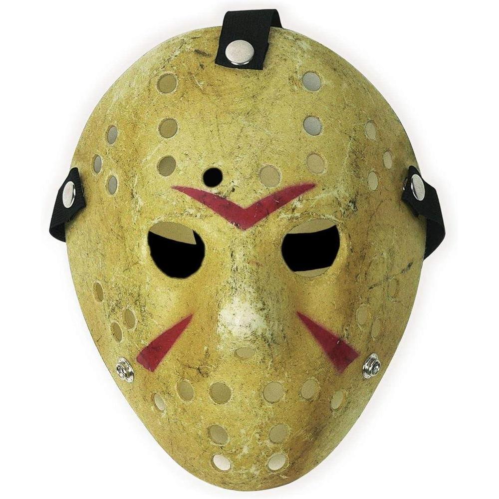 Máscara Cosplay Halloween de terror con diseño de hockey en color amarillo, ideal para disfraces y fiestas temáticas