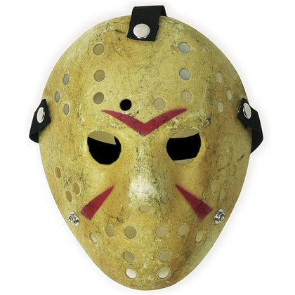 Máscara Cosplay Halloween de terror con diseño de hockey en color amarillo, ideal para disfraces y fiestas temáticas