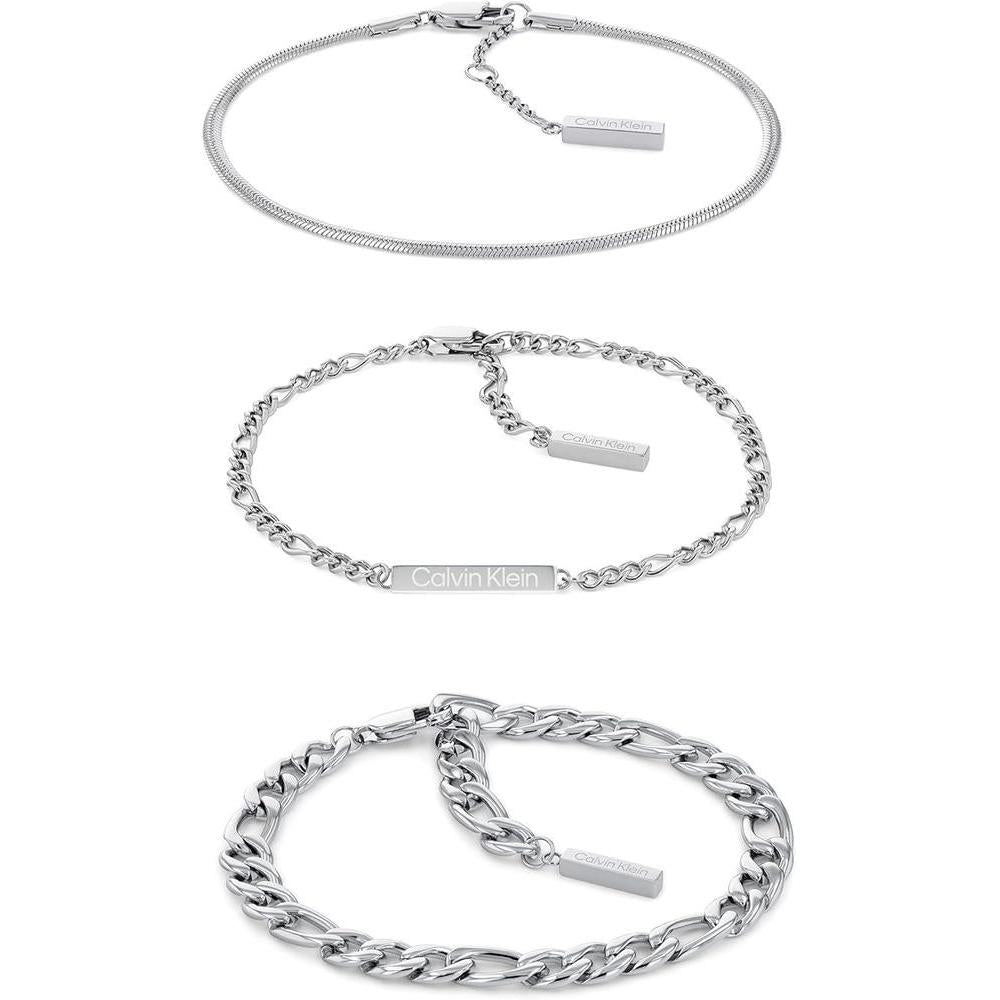 Calvin Klein Pulsera de Cadena Enlazada para Mujer, Acero Inoxidable, Sin Piedra Preciosa, Color Plata, Modelo 35700003