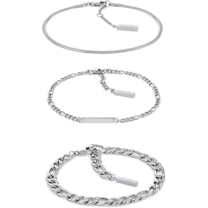 Calvin Klein Pulsera de Cadena Enlazada para Mujer, Acero Inoxidable, Sin Piedra Preciosa, Color Plata, Modelo 35700003
