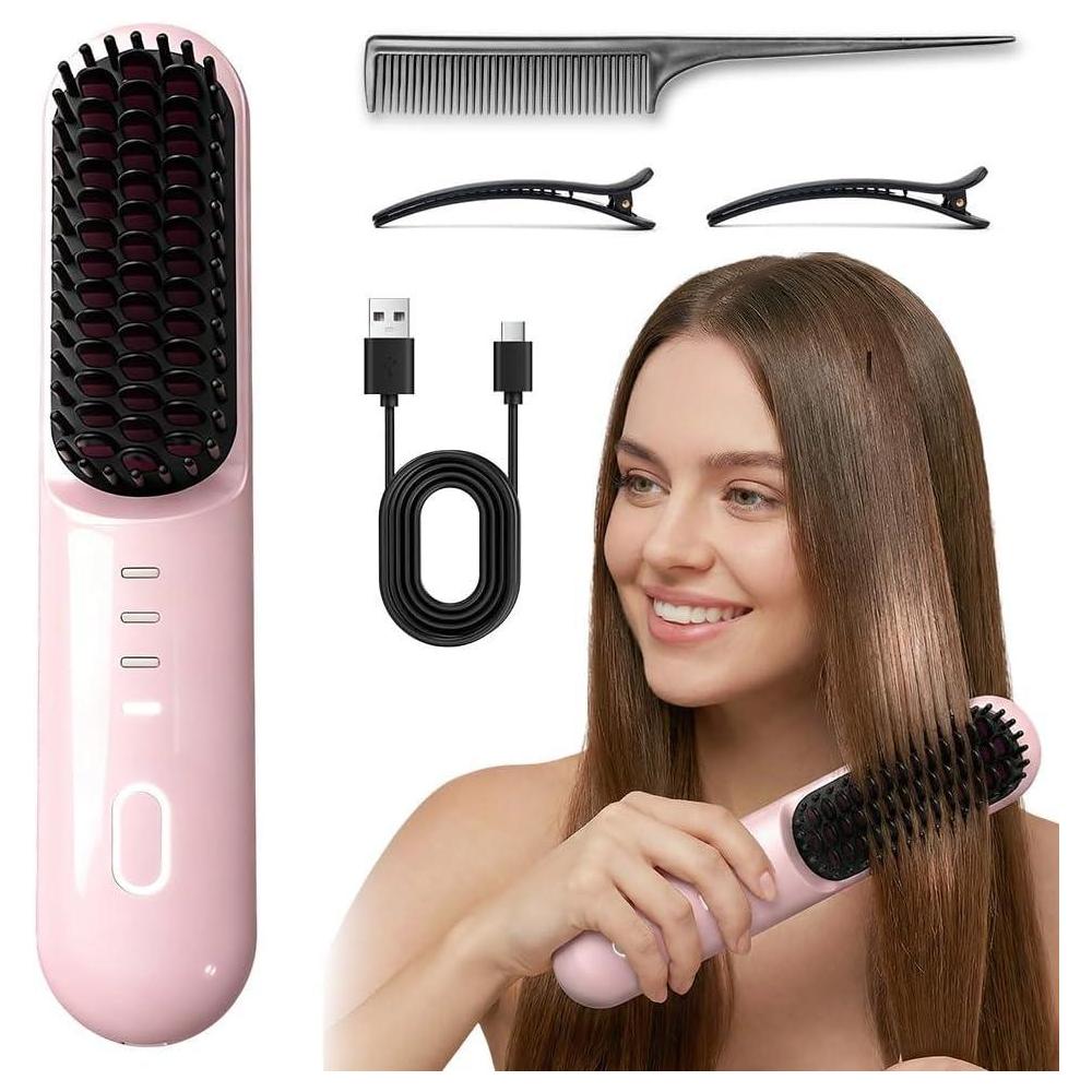 Go Brush - Pro inalámbrico con calor rápido, 3 ajustes de temperatura, cuidado iónico y cerámico, USB-C recargable