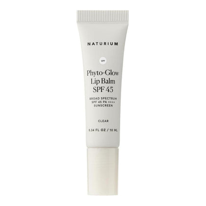 Naturium Phyto-Glow Bálsamo labial SPF 45, Brillo hidratante con protector solar de amplio espectro, transparente
