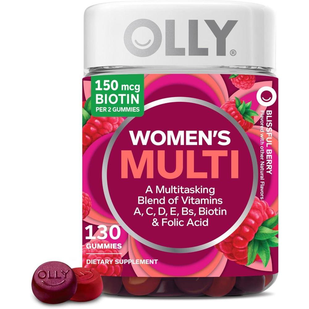 OLLY Multivitaminas para Mujeres, Gummy con Vitaminas A, D, C, E, Biotina, Ácido Fólico, Sabor Berries, 65 Días