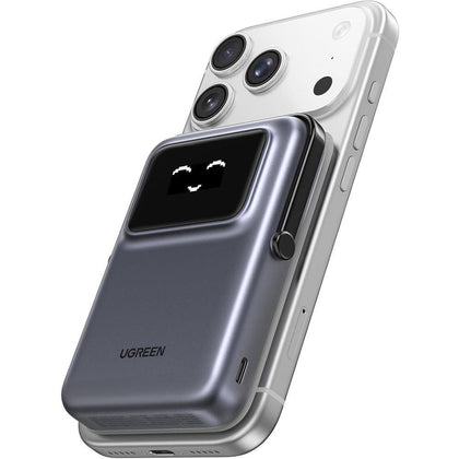 UGREEN Uno - Cargador portátil magnético de alta capacidad con carga inalámbrica y cable, compatible con iPhone y dispositivos USB-C