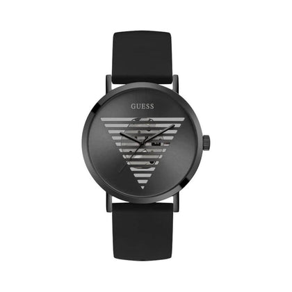 Reloj GUESS para hombre, correa de silicona, esfera negra, movimiento de cuarzo, resistente al agua y a golpes