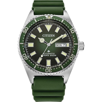 Citizen Reloj Promaster de buceo automático, acero inoxidable y correa verde, funciones avanzadas para aventureros