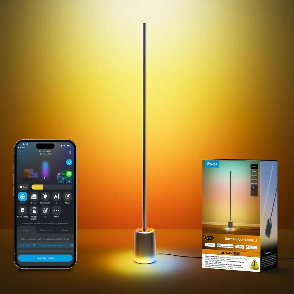 Lámpara de pie Govee con tecnología LuminBlend+, compatible con Matter, ideal para sala de estar, dormitorio y oficina
