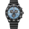 Citizen Eco-Drive Weekender Sport Casual, reloj analógico de acero inoxidable negro con correa de poliuretano, esfera azul