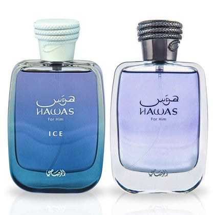 RASASI Hawas y Hawas Ice para él EDP Sprays de larga duración, aromas masculinos refrescantes y acuáticos de lujo