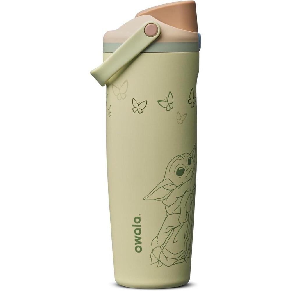 Owala Star Wars FreeSip Sway Botella Acero Inoxidable con Boquilla Doble y Popote, BPA Libre, Hermética, Color GroGu