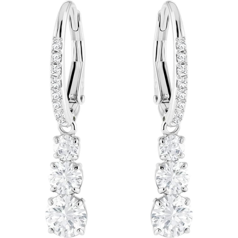 Swarovski colección de joyas: collar y aretes de cristal de trilogía de atracción, diseño elegante y atemporal