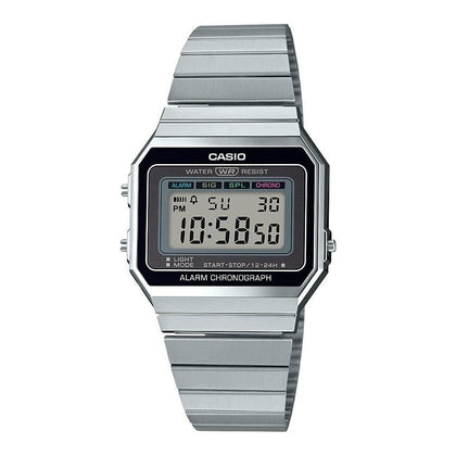 Casio Reloj de cuarzo digital clásico para hombre con pantalla plateada, modelo A700W-1ACF