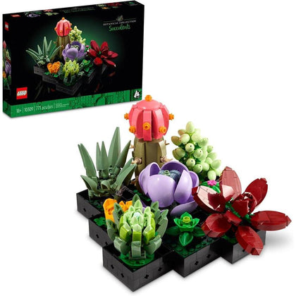 LEGO Icons Succulents - Juego de plantas artificiales para adultos, decoración del hogar, cumpleaños, regalos creativos de inauguración, 10309