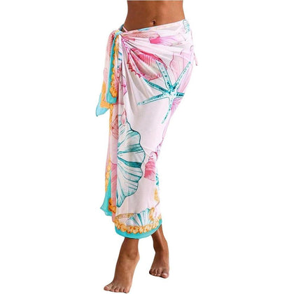 Floerns Cover Up de Vacaciones para Mujer, Pareo de Playa Floral Transparente con Falda Envolvente