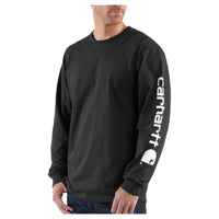 Carhartt - Camiseta de manga larga con logotipo resistente para hombre, ajuste holgado ideal para entrenamientos