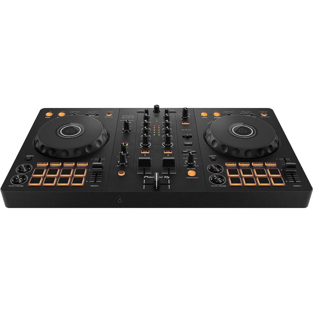 Pioneer DJ DDJ-FLX4 Controlador de 2 canales Rekordbox y Serato DJ con salida USB, integración de streaming, grafito
