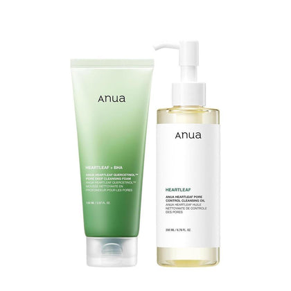 Dúo Doble Limpiador Heartleaf: Aceite Control de Poros y Espuma Quercetinol para Poros