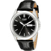 Citizen Reloj de cuarzo para hombre con caja de acero inoxidable y correa de piel, casual, negro