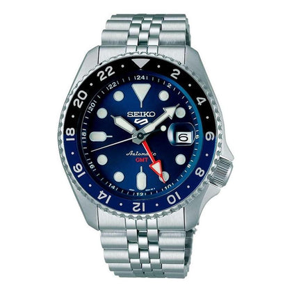 SEIKO SSK003K1 Reloj deportivo automático para hombre, esfera azul y acero inoxidable, cronógrafo resistente al agua