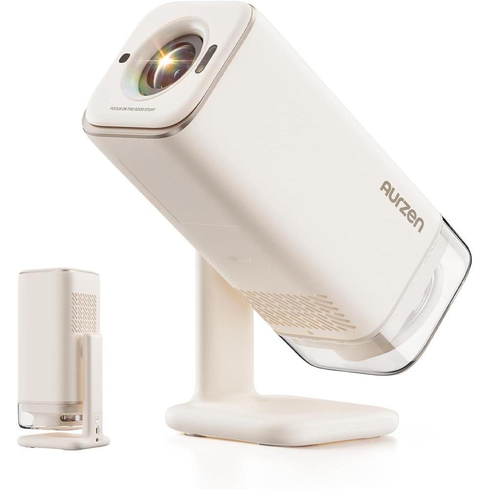Aurzen BOOM Air Proyector portátil con Google TV, WiFi y Bluetooth, diseño compacto, compatible con 4K y enfoque en tiempo real