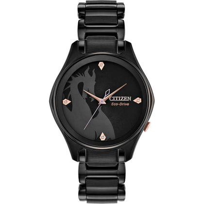 Reloj Citizen Eco-Drive Disney de acero inoxidable para mujer modelo Maléfica, diseño elegante y sofisticado