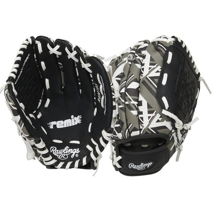 Guante de béisbol/softbol juvenil Rawlings Remix para T-Ball, material de vinilo, mano izquierda, color negro, 2021