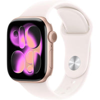 Apple Watch Series 11 con GPS, caja de aluminio oro rosa y correa deportiva rubor claro, seguimiento de salud y fitness