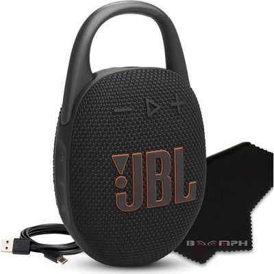 JBL Altavoz Bluetooth portátil Clip 5, impermeable, duradero con batería extendida, solución integral de Boomph, color negro