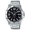 Casio MTP-VD01D-1BV Reloj deportivo analógico para hombre, dial negro, movimiento de cuarzo, acero