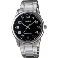 Reloj Casio para Hombre Estándar de Acero Inoxidable, Esfera Negra de Fácil Lectura MTP-V001D-1B