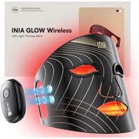 INIA Máscara de terapia de luz roja e infrarroja para rostro, LED inalámbrica, diseño ergonómico y recargable para el hogar y viajes