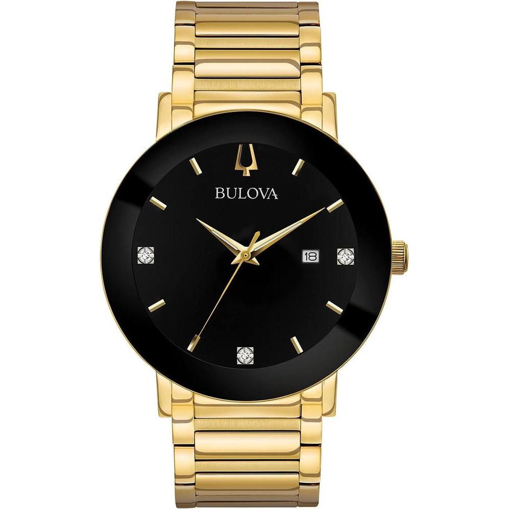Reloj de cuarzo Bulova para hombre con esfera de diamantes y cristal extendido, diseño moderno resistente al agua