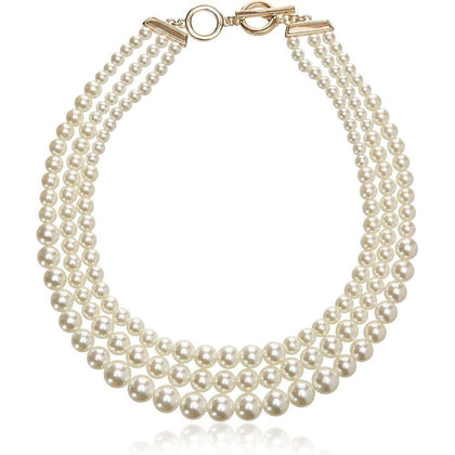 Anne Klein collar de perlas blancas con detalle dorado para mujer, elegante para cualquier ocasión especial