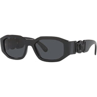 Versace Gafas de sol para hombre, montura negra, lentes gris oscuro, estilo elegante