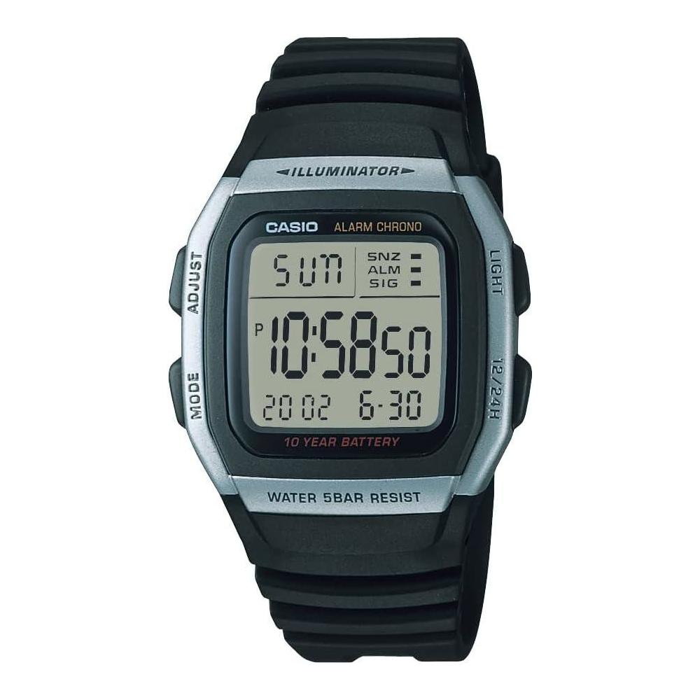 Reloj Casio Deportivo con Banda de Resina Negra y Caja de Acero Inoxidable, Batería de Larga Duración para Uso Diario