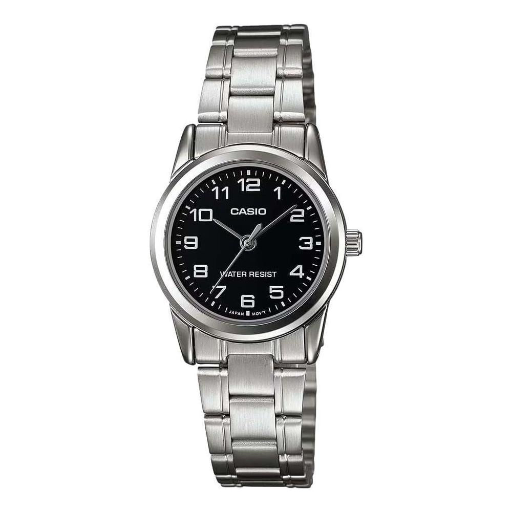 Reloj Casio para hombre, acero inoxidable estándar con esfera negra de fácil lectura, cuarzo, cronógrafo