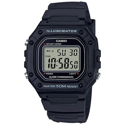 Casio Serie W218H, reloj digital para hombre, sumergible, con cronómetro, cronógrafo, LED y alarma