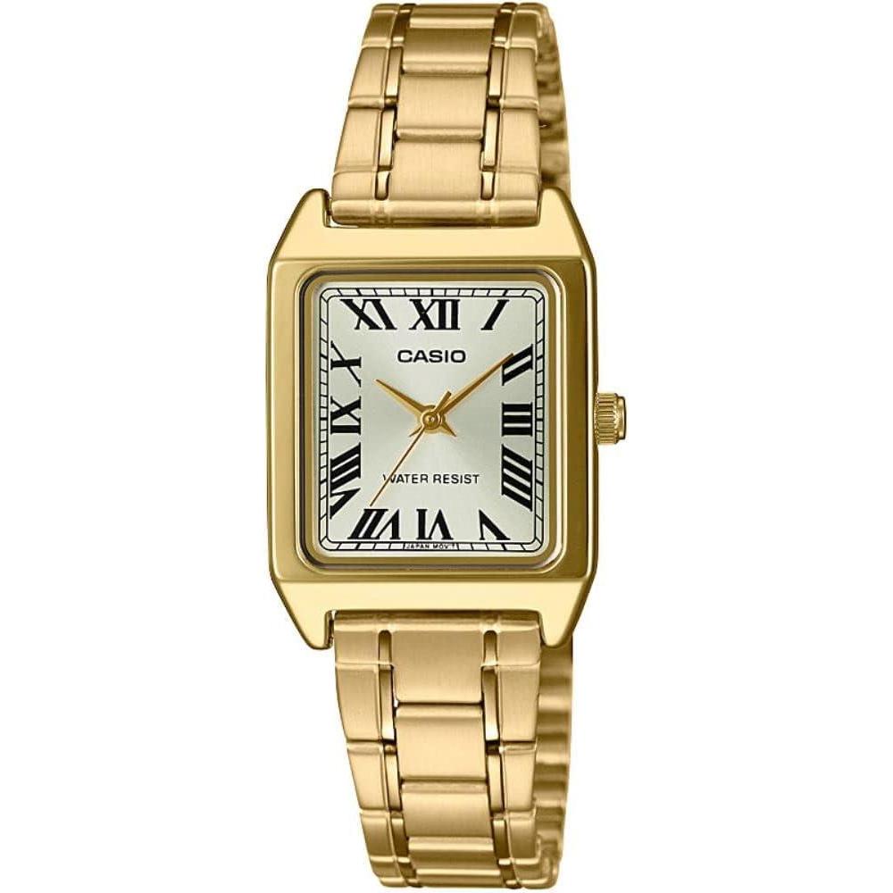 Casio LTP-V007G-9B Reloj para mujer con esfera dorada y números romanos, diseño elegante en acero dorado