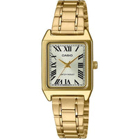 Casio LTP-V007G-9B Reloj para mujer con esfera dorada y números romanos, diseño elegante en acero dorado