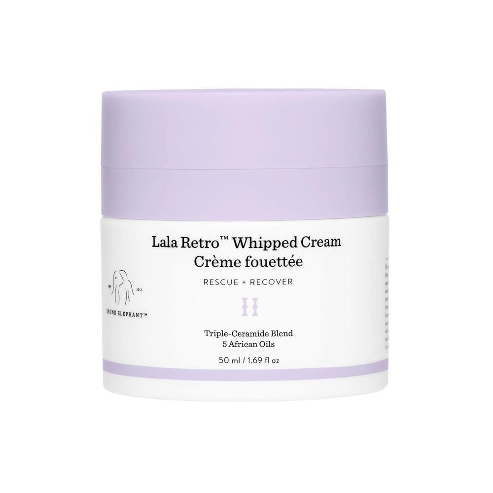 Drunk Elephant Lala Retro Whipped Cream, crema hidratante con ceramidas, sin aceites esenciales ni siliconas, testada dermatológicamente