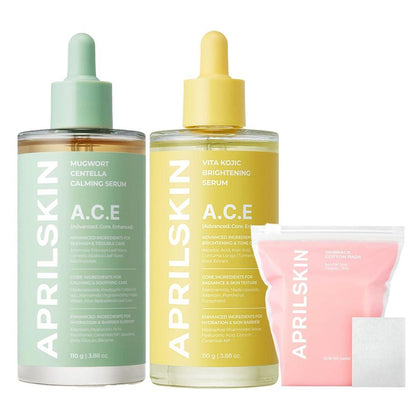 Aprilskin Dúo De Sueros Calmante E Iluminador Con Almohadillas Faciales Elásticas 7.76 Oz