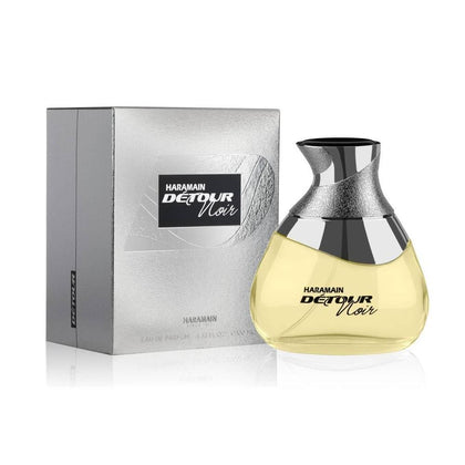 Al Haramain Detour Noir Unisex EDP Spray con notas de manzana, jazmín, lavanda, violeta, vainilla, pachulí y más