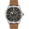 Citizen Reloj Eco-Drive para hombre en acero inoxidable, con correa de cuero marrón, modelo AW1361-10H con calendario y más