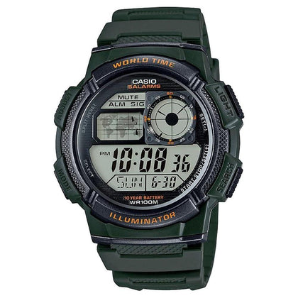 Reloj digital Casio AE1000W para hombre, resistente al agua, múltiples alarmas, cronómetro y batería de larga duración