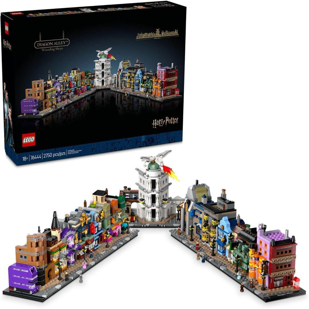 LEGO Harry Potter Diagon Alley Wizarding Shops Juego de construcción para adultos con 12 microfiguras, regalo ideal para fans